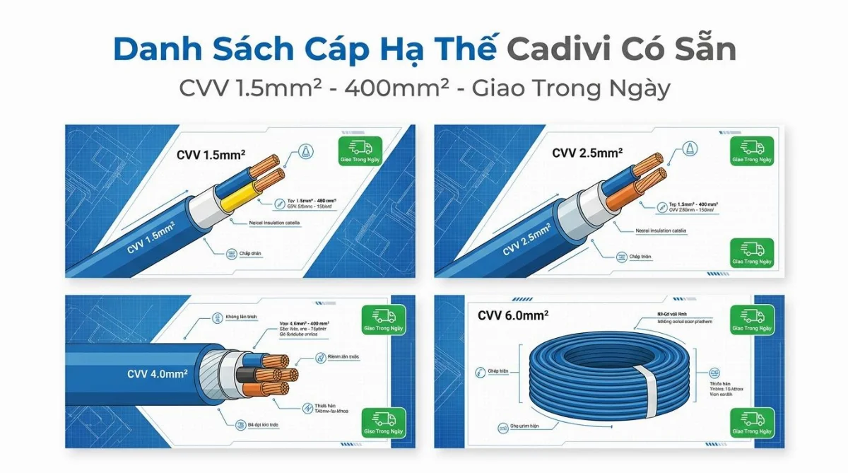 cáp hạ thế Cadivi có sẵn - hình minh họa 2