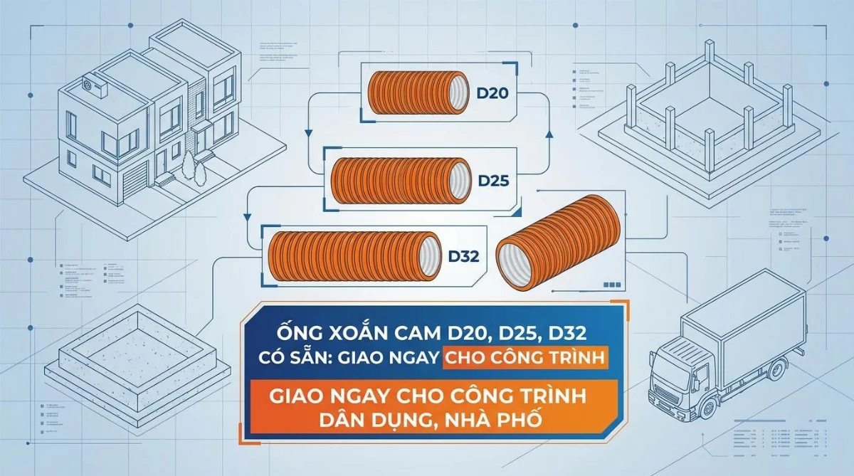 ống xoắn cam D20 D25 D32 có sẵn - hình minh họa 2