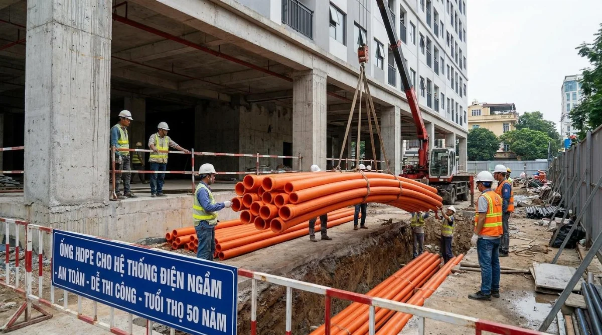 ống HDPE cho điện ngầm chung cư - hình minh họa 1