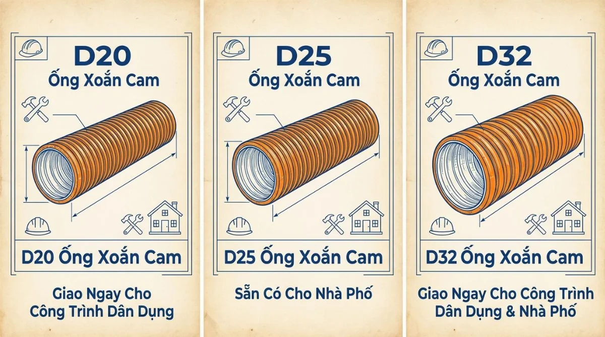 ống xoắn cam D20 D25 D32 có sẵn - hình minh họa 4