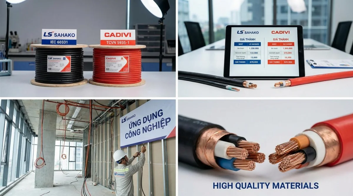 so sánh cáp chống cháy LS Cadivi - hình minh họa 1