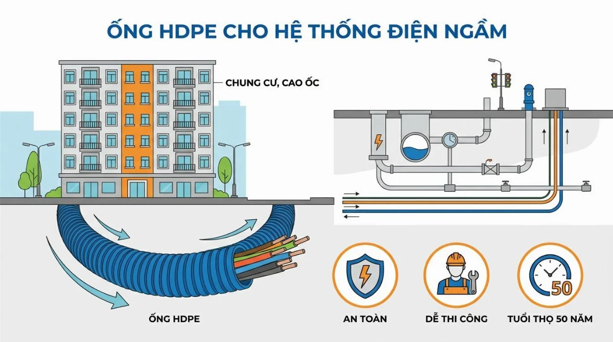ống HDPE cho điện ngầm chung cư - hình minh họa 2