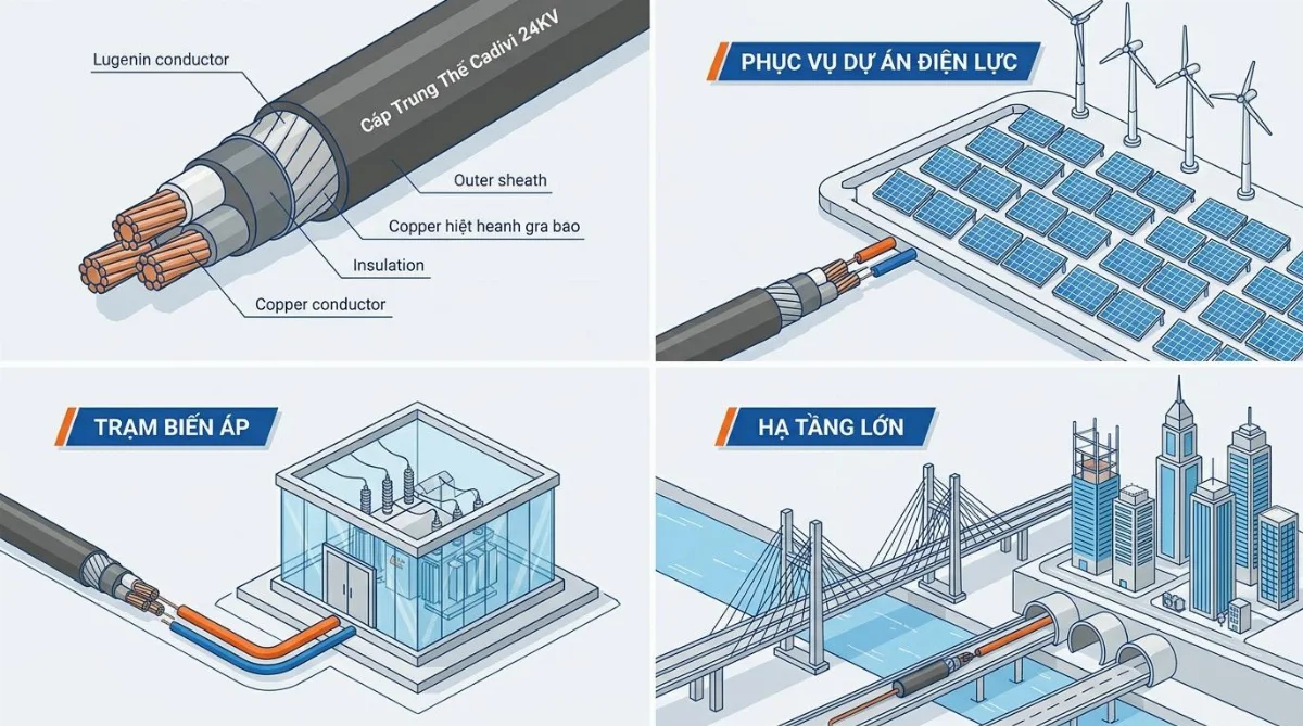 cáp trung thế Cadivi 24KV - hình minh họa 2