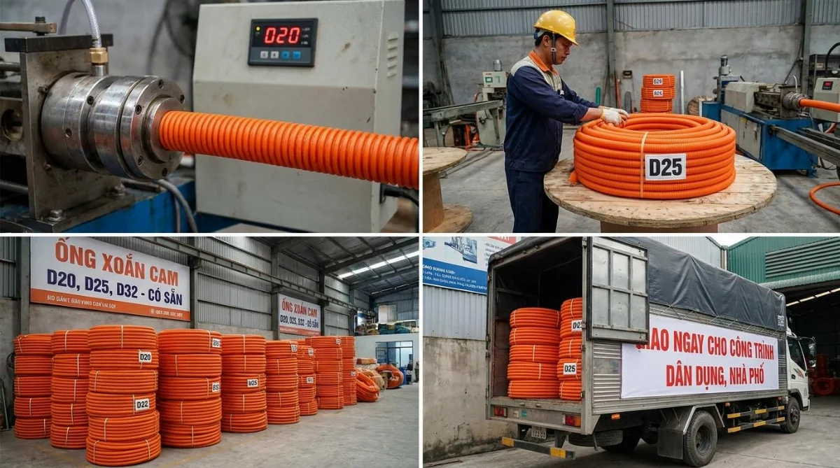 ống xoắn cam D20 D25 D32 có sẵn - hình minh họa 3